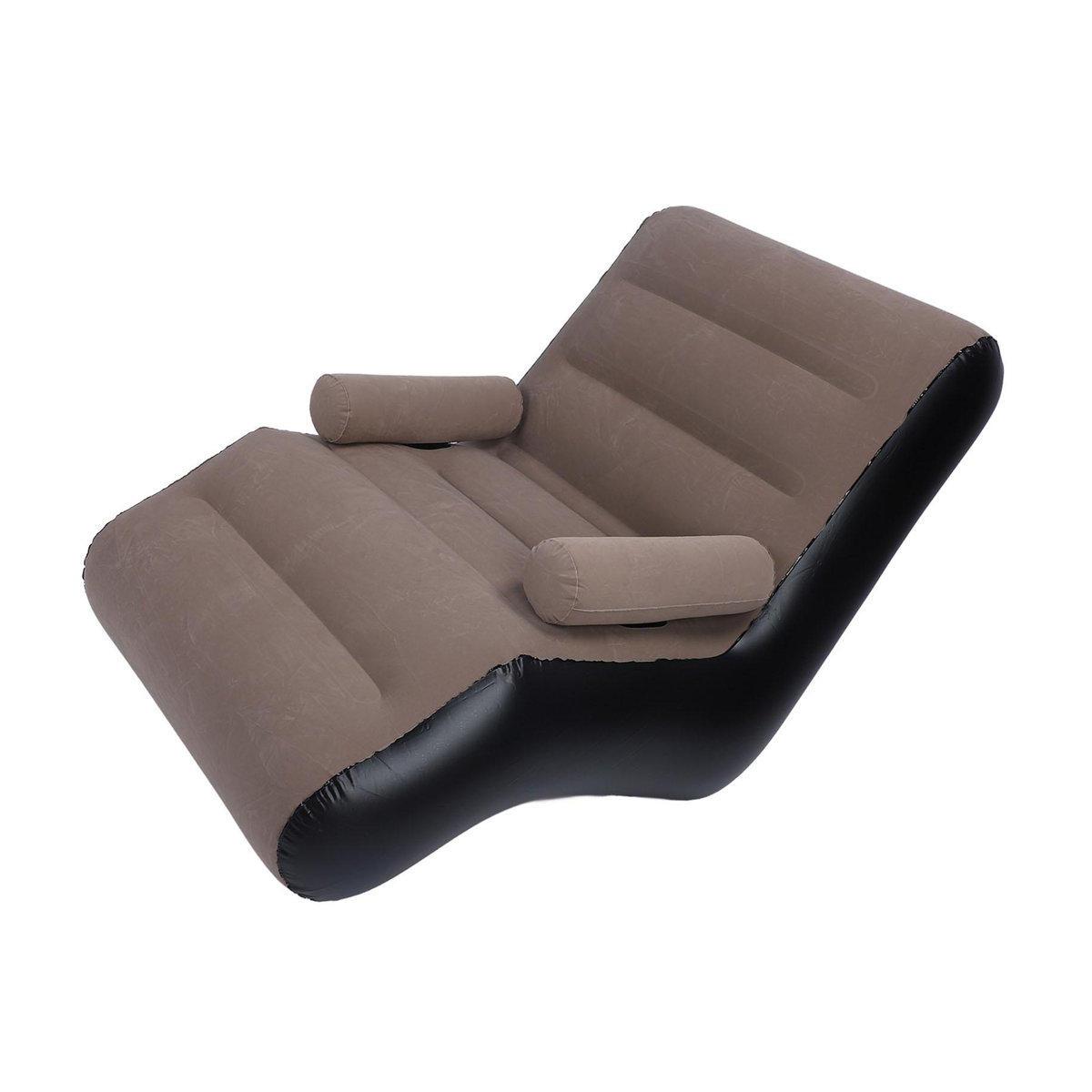 KONNWEI Aufblasbares Sofa in Braun mit ergonomischer S-Form und weicher beflockter Oberfläche - Bild 2
