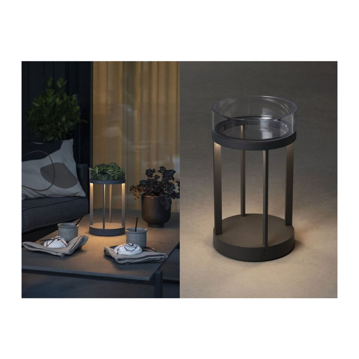 Konstsmide Lighting Chieti LED Outdoor Tischlaterne aus Aluminium und Glas in Grau, Höhe: 25 cm - Bild 2