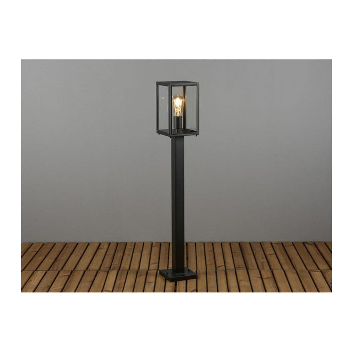 Konstsmide Lighting Wegeleuchte Carpi in Laternenoptik aus Stahl und Glas, Schwarz, Höhe: 100 cm - Bild 1