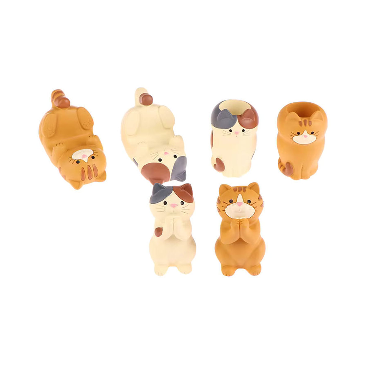 KOQZM Katze Desktop-Halter aus Kunstharz in Weiß im Japanischen Stil als Dekoration für Schreibwaren und Handy - Bild 5