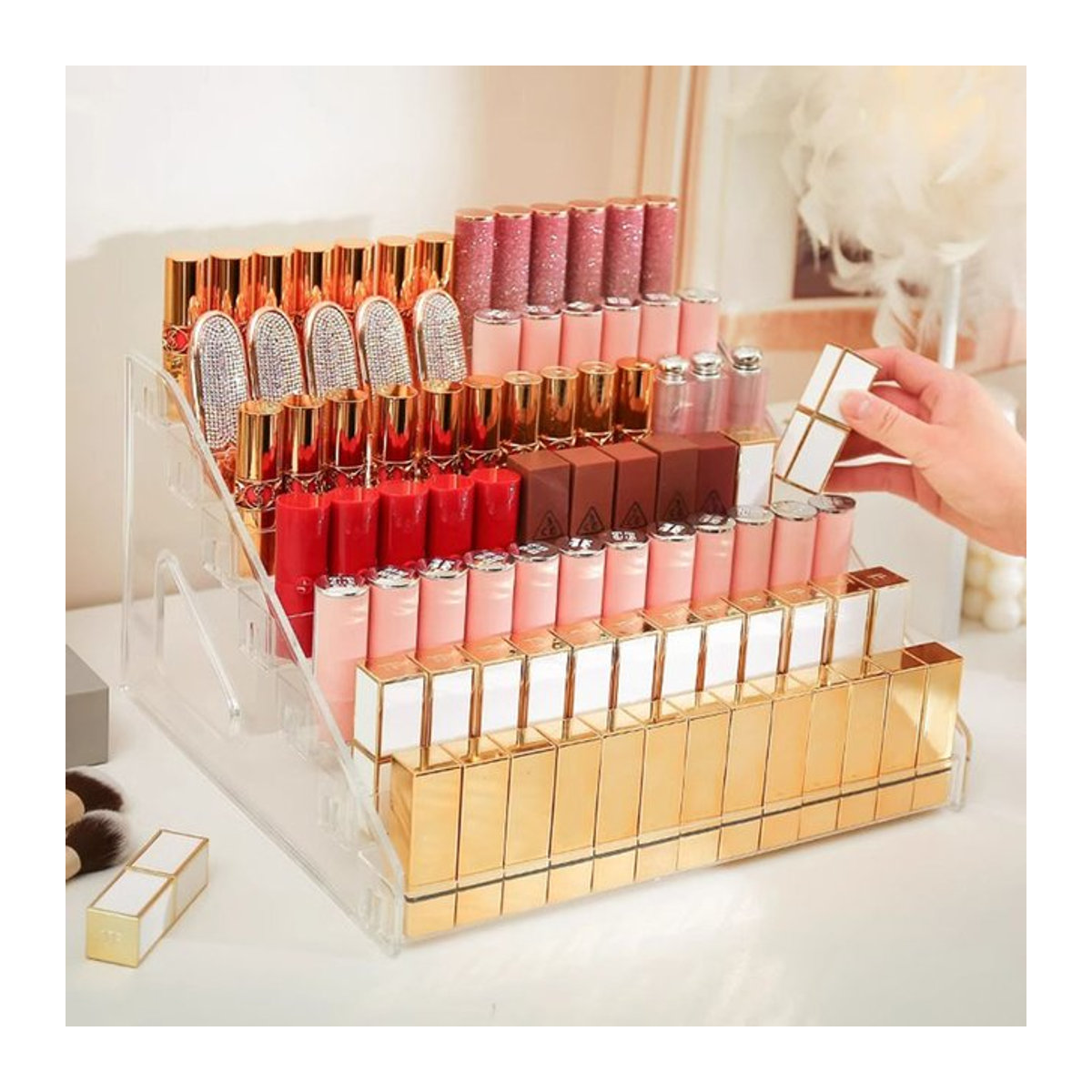Kosmetikregal für Lippenstift, Lipgloss und Lidschatten als Display-Tablett für deinen Schminktisch - Bild 1