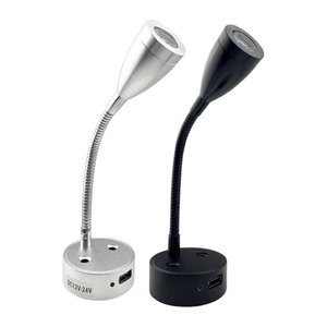 KOU JIANG Flexible Schwanenhals-Wandleuchte mit LED-Leselicht und Touch-Schalter in Schwarz, Neutralweiß