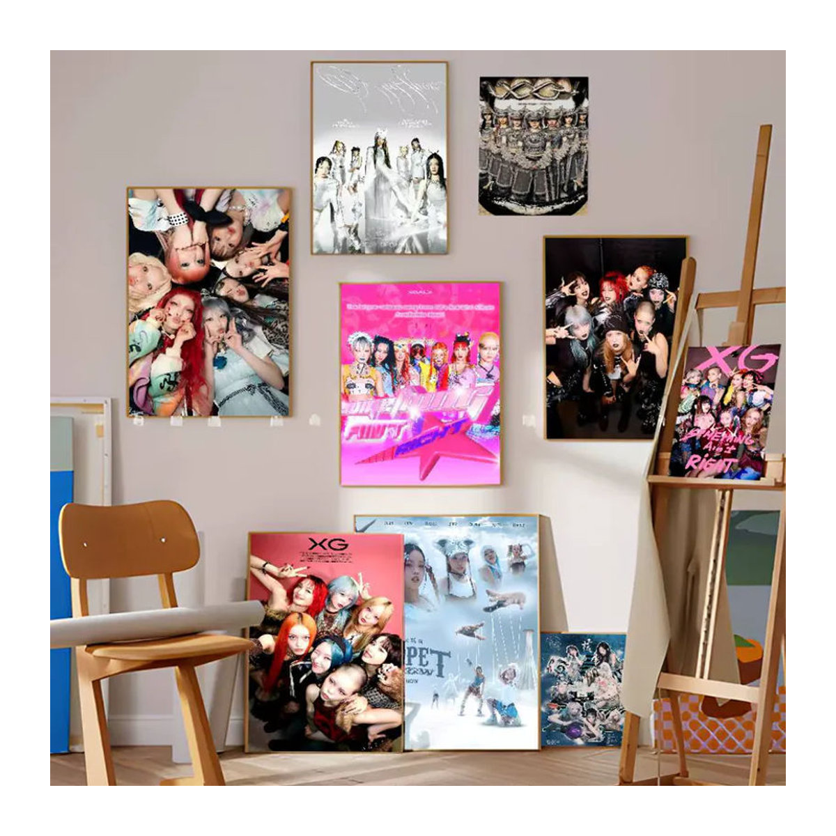 Kpop XG Group Selbstklebendes Kunstposter im Vintage-Stil aus Kraftpapier, Mehrfarbig, Rechteckig - Bild 2