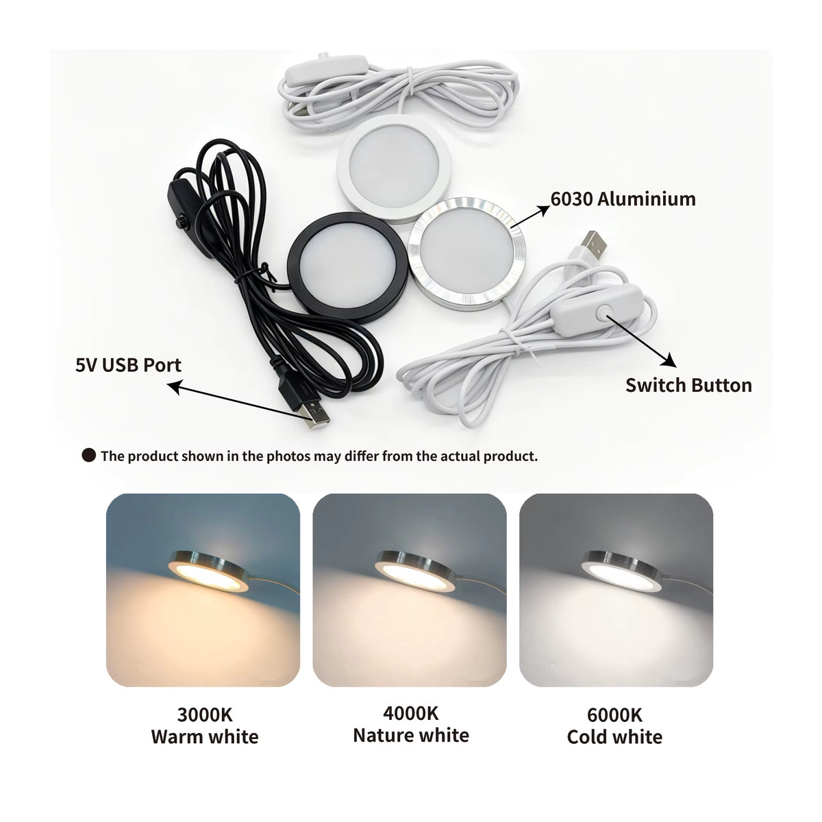 Kpslucerna LED Möbelbeleuchtung 3W Dimmbarer Puck Spot aus Aluminium in Schwarz - Bild 3