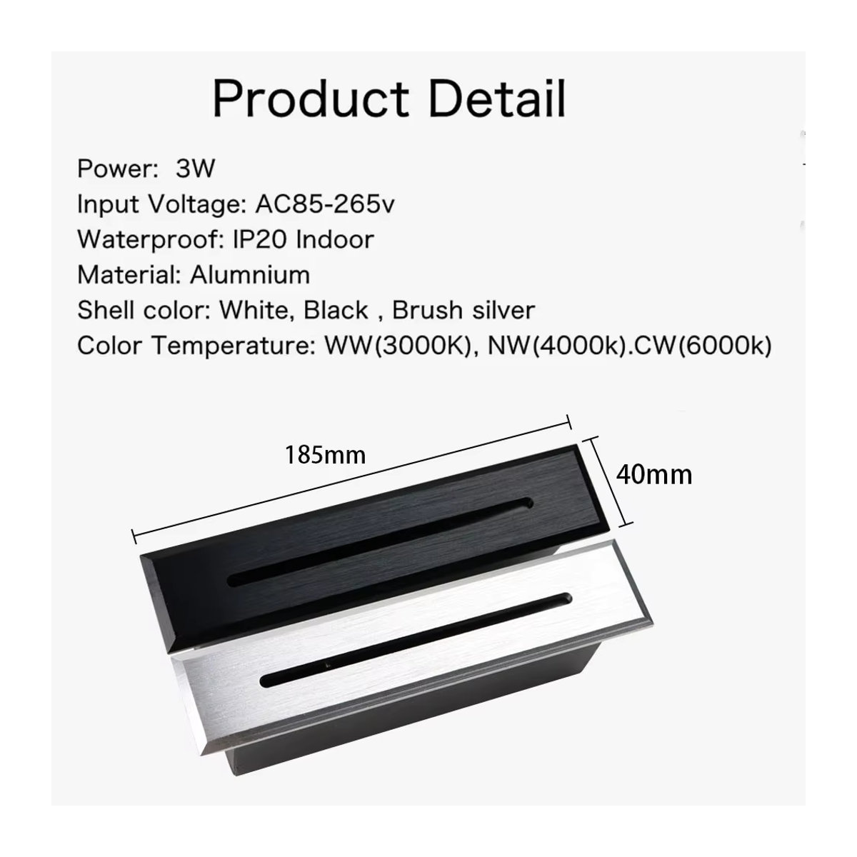 KPSUN 3W LED Treppenleuchte aus Aluminium in Weiß, minimalistische Eckwandleuchte für Innen (IP20) und Außen (IP65) - Bild 3