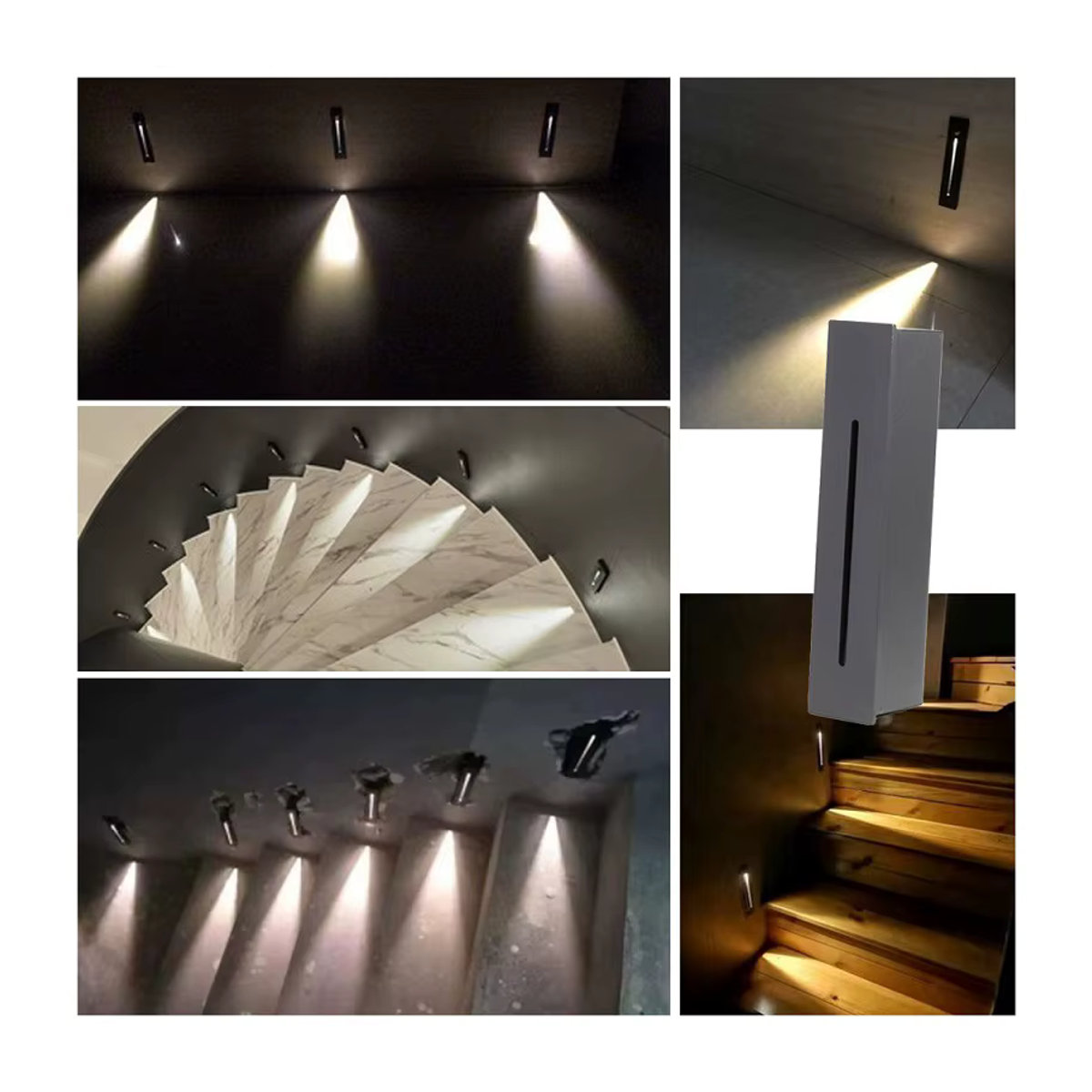 KPSUN 3W LED Treppenleuchte aus Aluminium in Weiß, minimalistische Eckwandleuchte für Innen (IP20) und Außen (IP65) - Bild 5