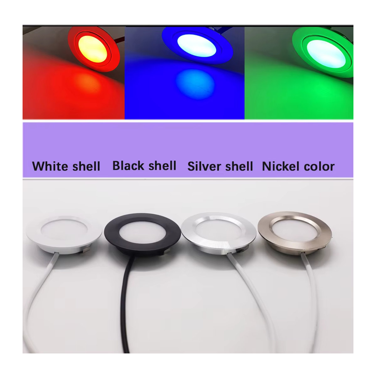 KPSUN Mini Runde LED-Einbauleuchte RGBW Einbaustrahler 3W 12V in Schwarz und Bunt - Bild 3