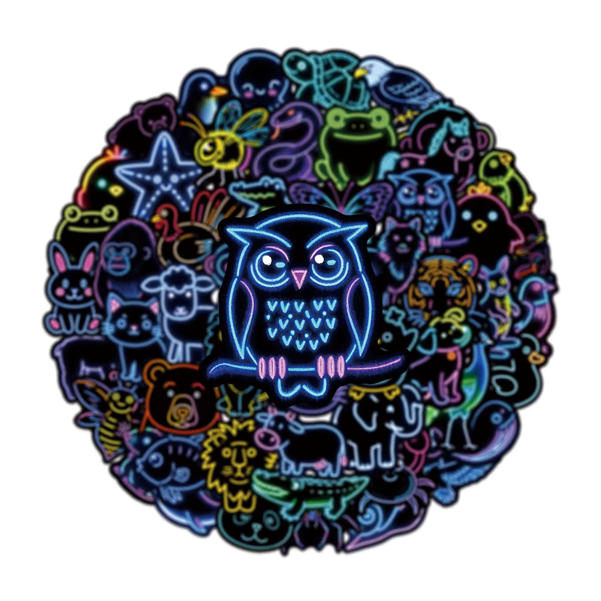 Kpustyle Cartoon Neon Tier Graffiti Aufkleber Multicolor für Laptop, Kühlschrank und Scrapbooking - Bild 2