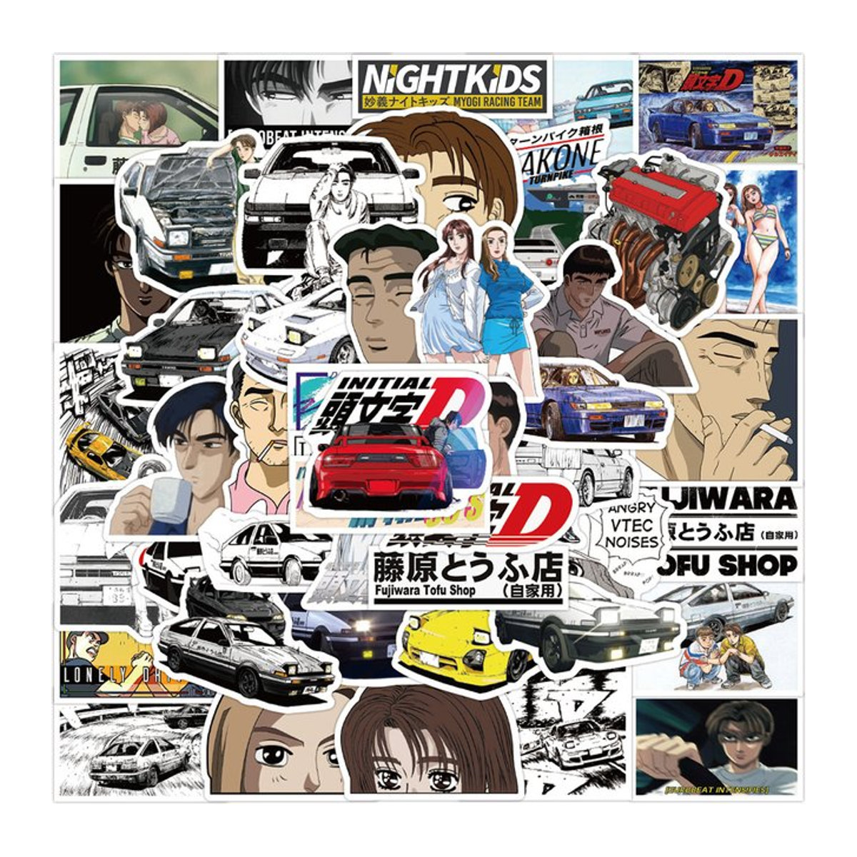 Kpustyle Initial D Aufkleber Set Multicolor Wasserdichte Graffiti Sticker für Laptop, Skateboard und Auto - Bild 1