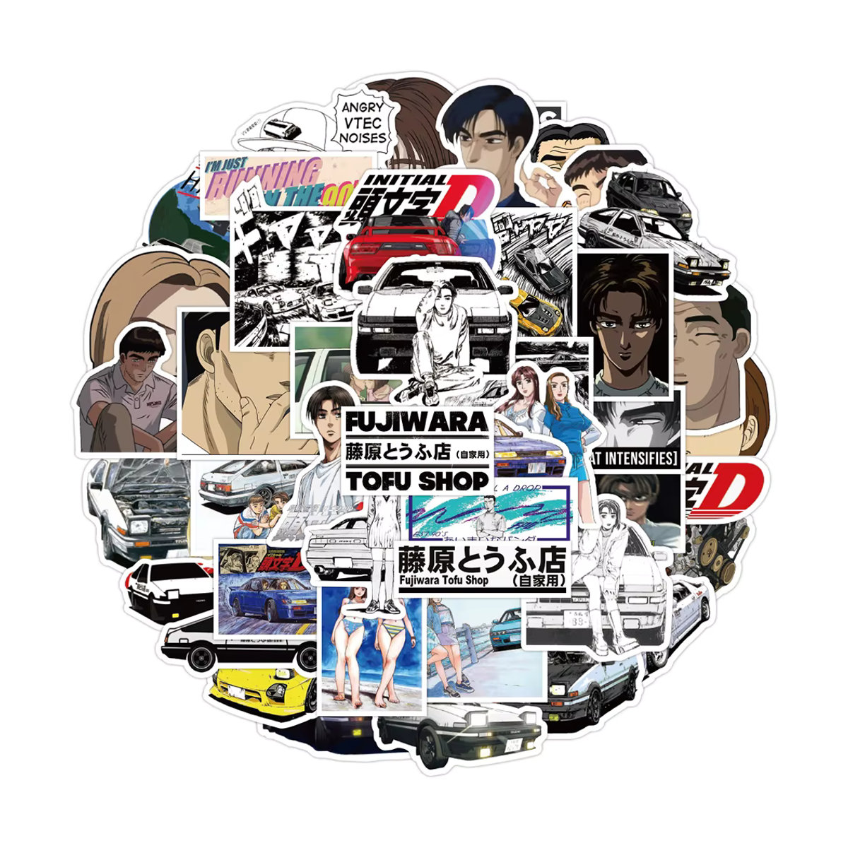 Kpustyle Initial D Aufkleber Set Multicolor Wasserdichte Graffiti Sticker für Laptop, Skateboard und Auto - Bild 2