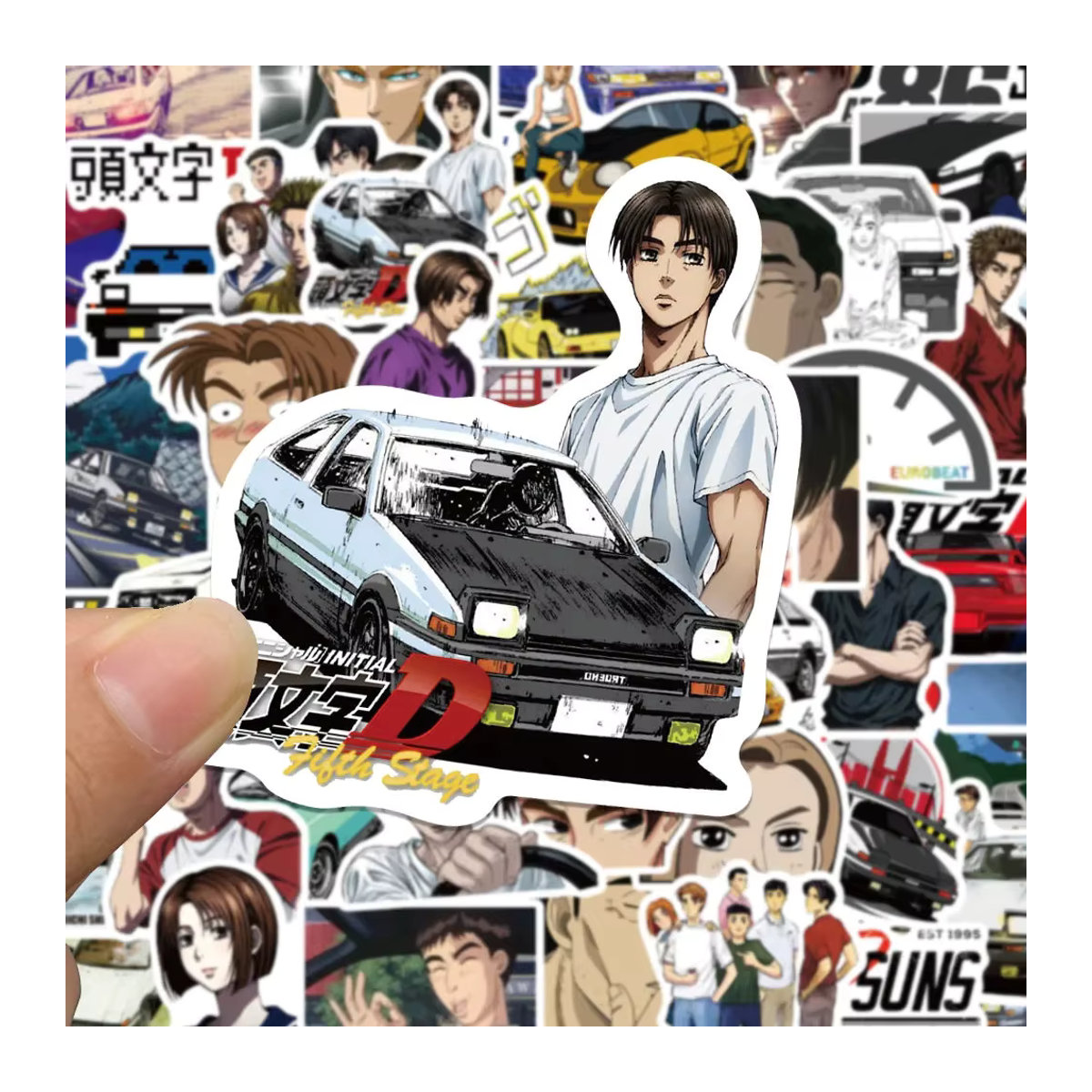 Kpustyle Initial D Aufkleber Set Multicolor Wasserdichte Graffiti Sticker für Laptop, Skateboard und Auto - Bild 3