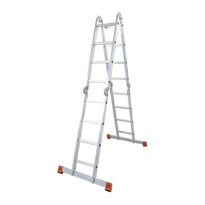KRAUSE Gelenkleiter MONTO MultiMatic aus Aluminium in Silber mit 16 Sprossen