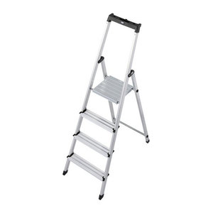 KRAUSE Stufen-Stehleiter MONTO Solidy aus Aluminium in Silber mit 4 Sprossen