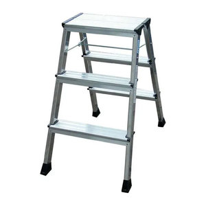KRAUSE-Werk Krause Rolly Doppel-Klapptritt Stufenleiter aus Aluminium in Silber/Alufarben