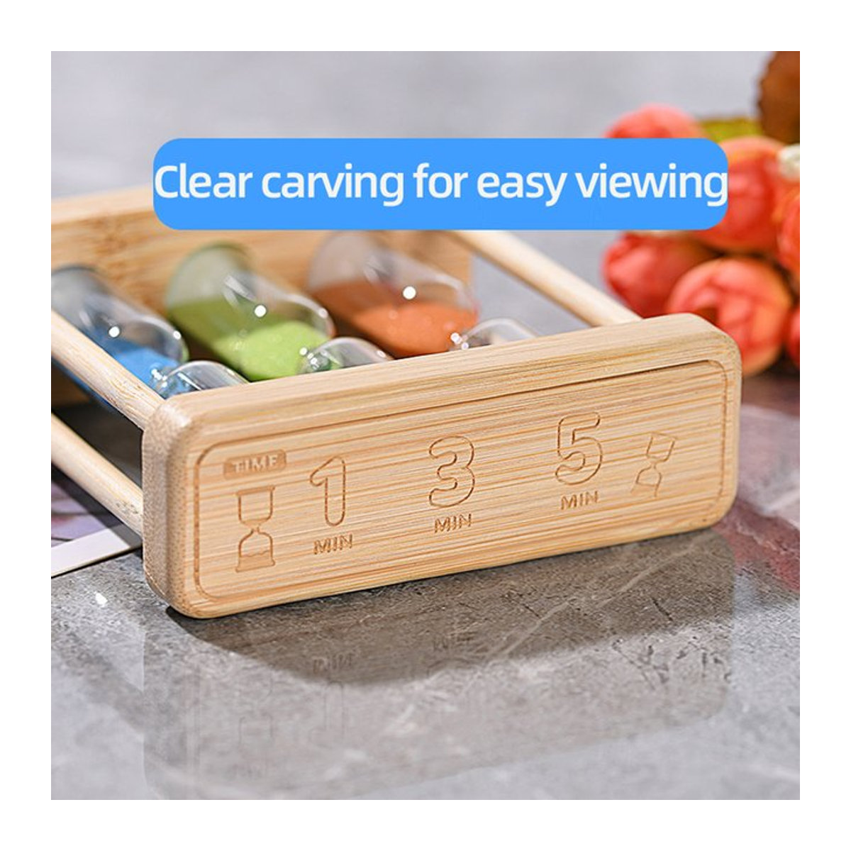 Kreative 3-in-1 Sanduhr aus Holz als dekoratives Ornament mit 1, 3 und 5 Minuten Timer in Weiß - Bild 1