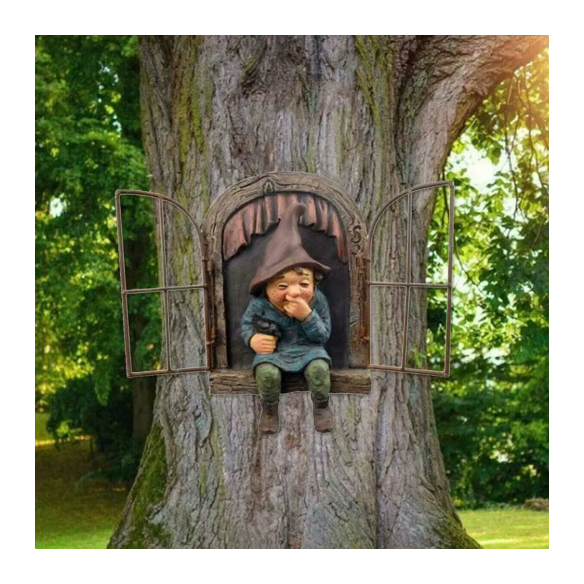 Kreative Design Garten Statue Elf Baum Hugger als dekoratives Ornament für Fenster, Haus, Hof und Veranda - Bild 2