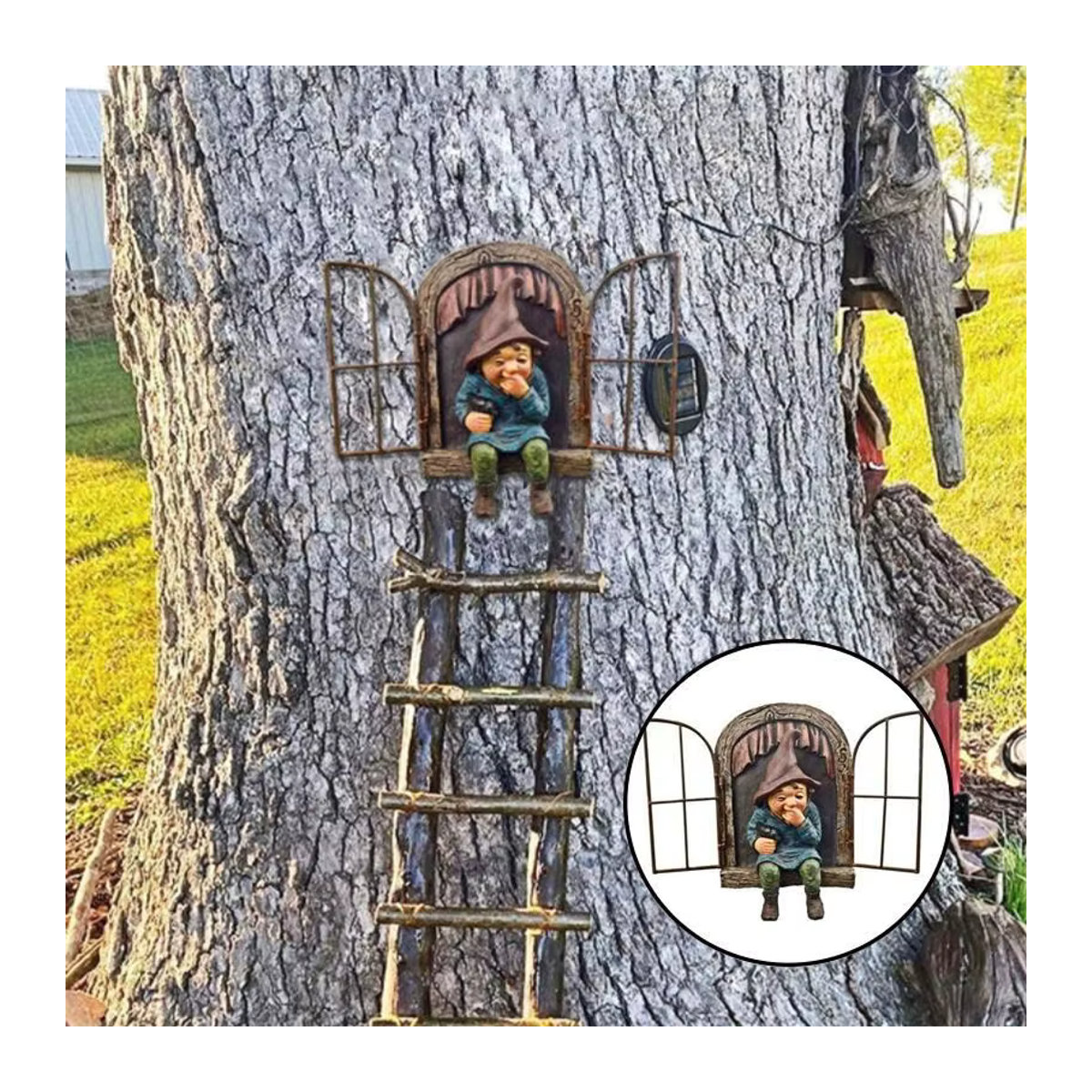 Kreative Design Garten Statue Elf Baum Hugger als dekoratives Ornament für Fenster, Haus, Hof und Veranda - Bild 3