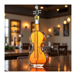 Kreative Glasflasche in Violine-Form für Whisky und Wein, transparente Dekoration für Bar und Wohnbereich