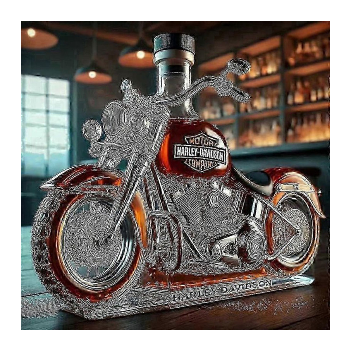 Kreative Whiskyflasche in Motorradform aus Glas mit 3D-Gravur, 11 oz Karaffe für Sammler und Motorradfahrer von Needme-germanst, transparent - Bild 1