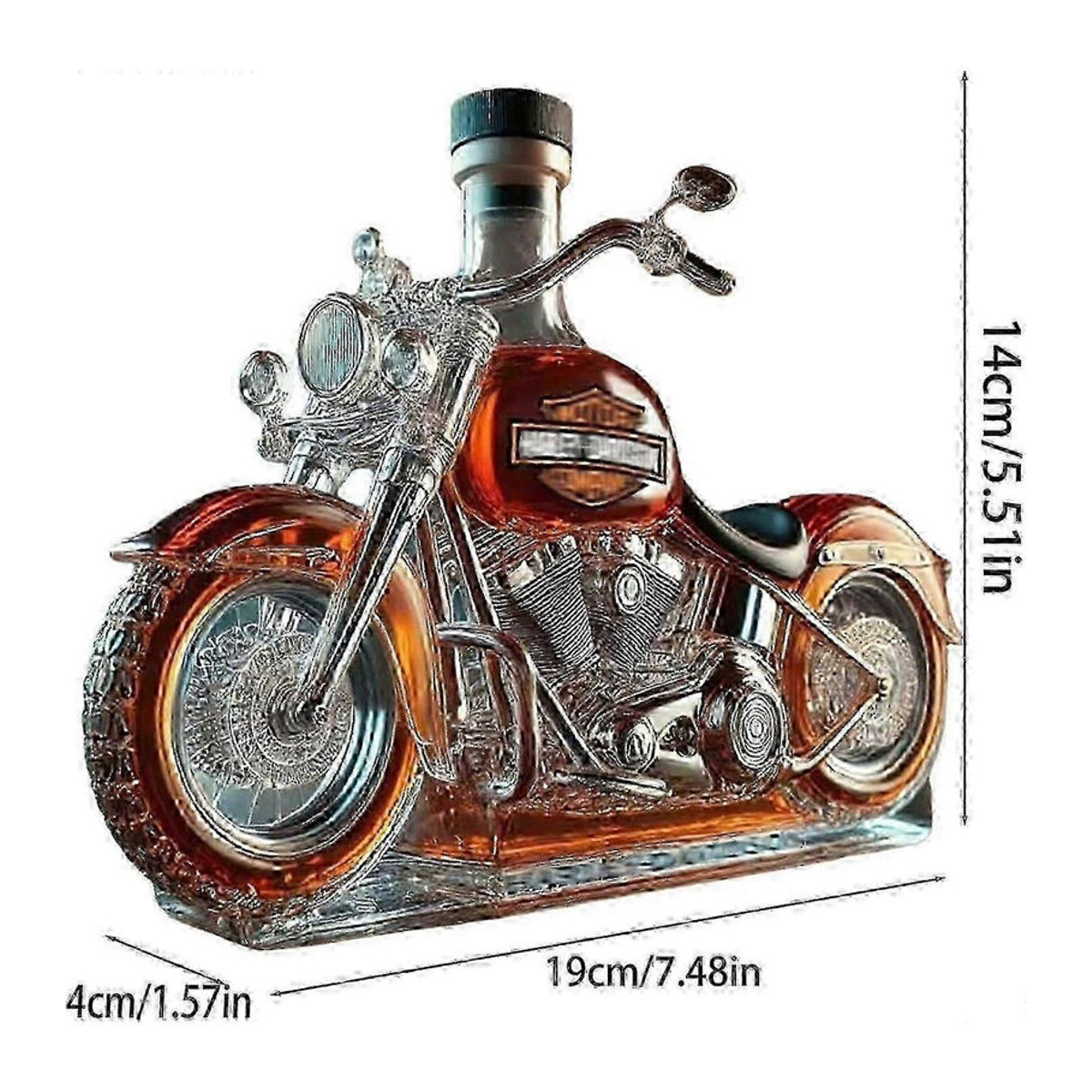 Kreative Whiskyflasche in Motorradform aus Glas mit 3D-Gravur, 11 oz Karaffe für Sammler und Motorradfahrer von Needme-germanst, transparent - Bild 4