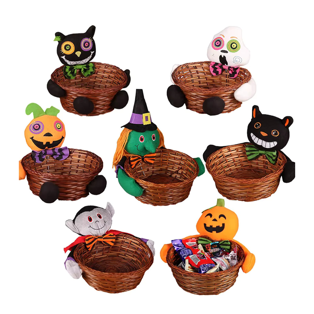 Kreativer Halloween Kürbis Obstkorb aus Glas und Geflecht für Kinder und Kindergarten - Bild 3
