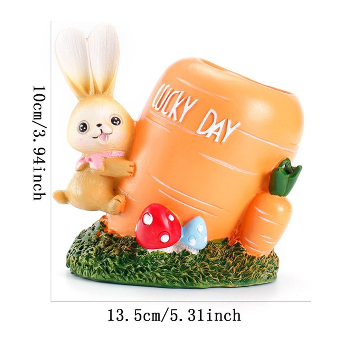Kreativer Kaninchen und Karotte Stifthalter aus Harz in Orange als Tischdekoration und Ornament - Bild 1