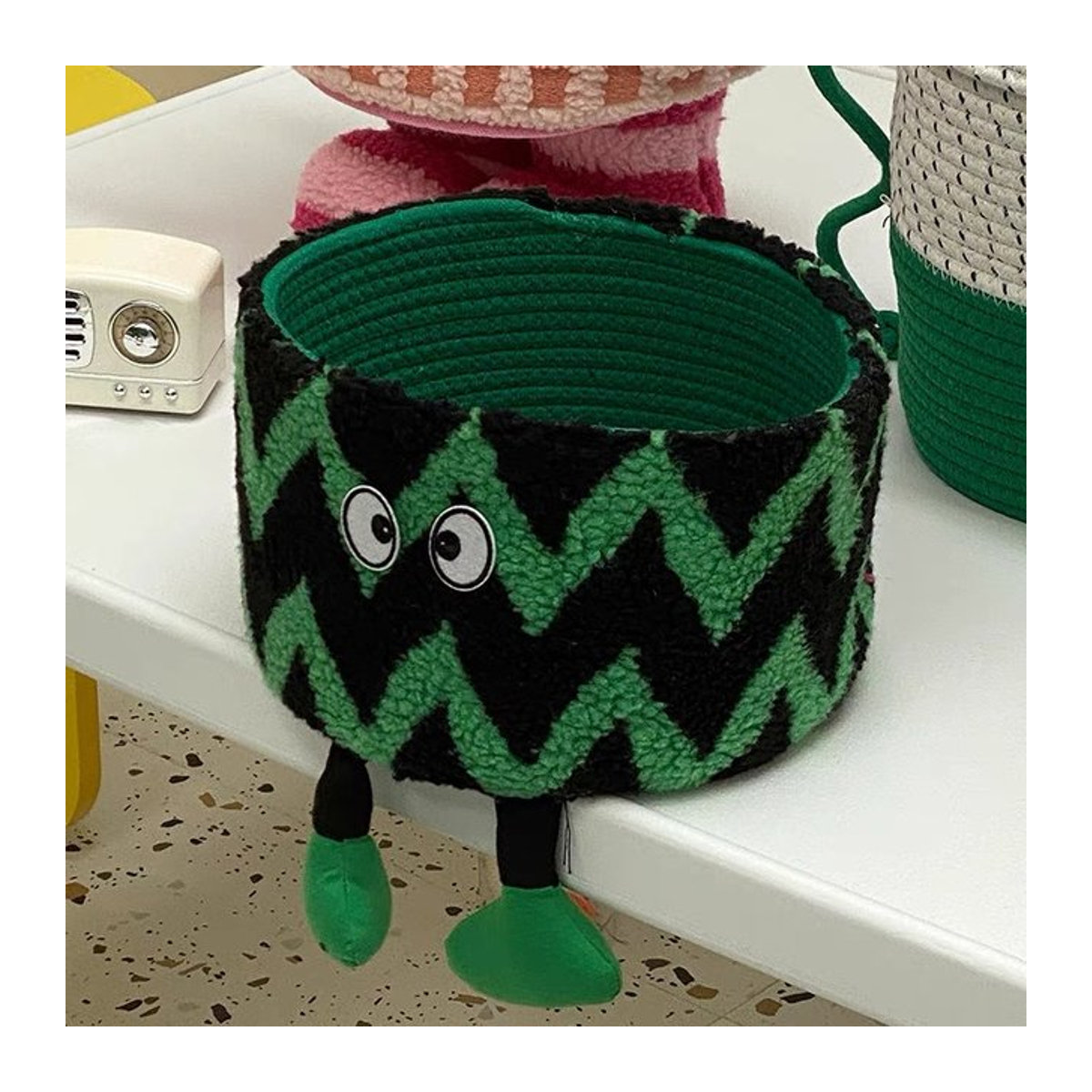 Kreativer Monster Seil Aufbewahrungskorb in Wassermelone Grün für deinen Schreibtisch - Bild 1