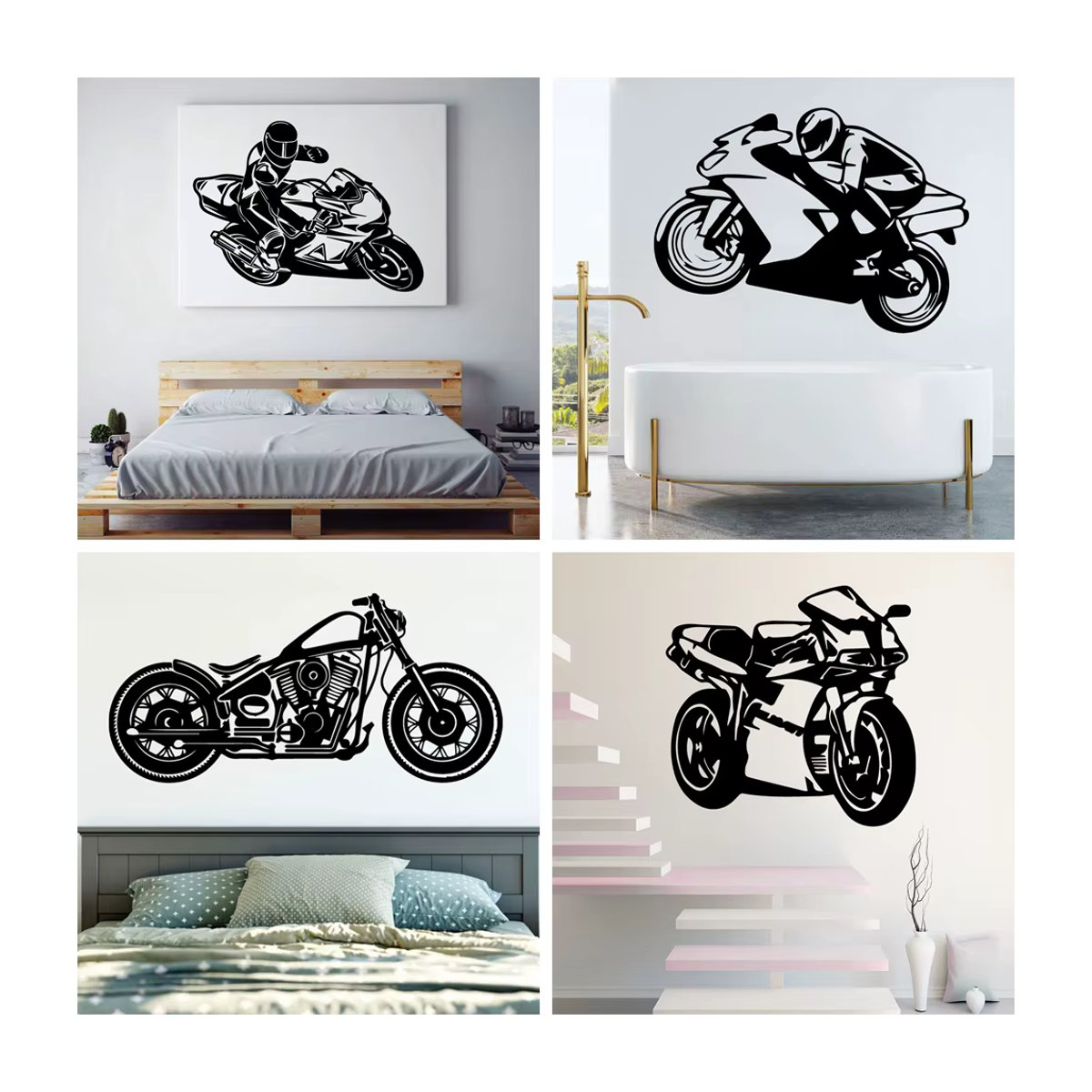 Kreativer Motorrad Wandaufkleber aus PVC für Wohnzimmer und Schlafzimmer - Bild 1