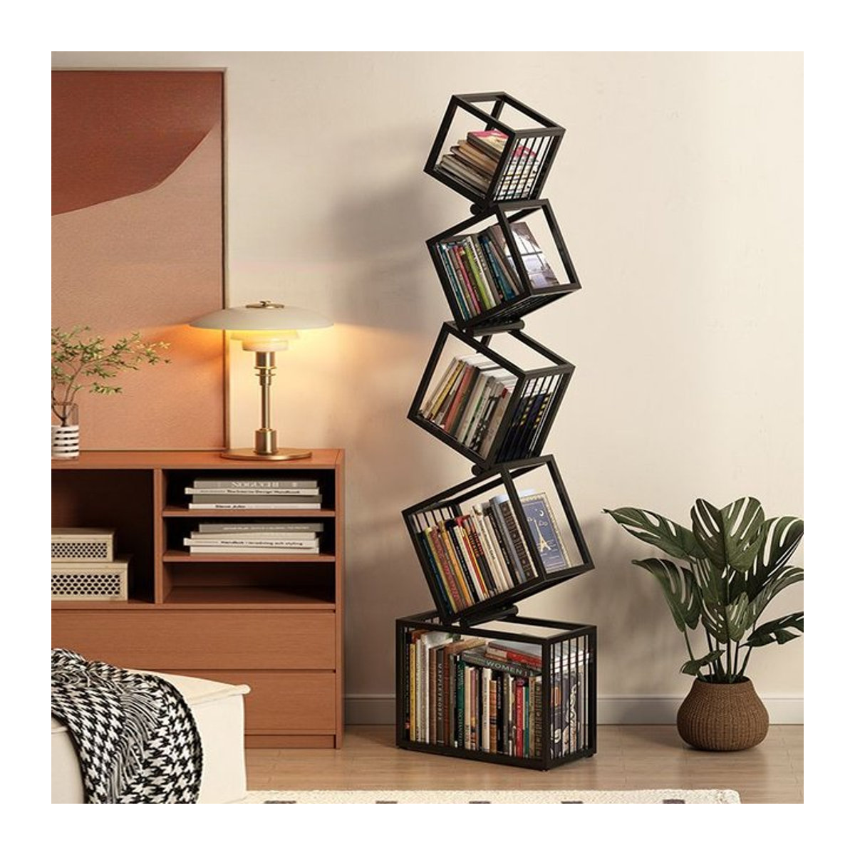 Kreatives Eck-Bücherregal aus Eisen als dekoratives Bodenregal für dein Wohnzimmer - Bild 1