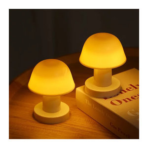 Kreatives Pilz LED Nachtlicht in Weiß, batteriebetriebene tragbare Desktop Sonnenuntergang Lampe aus Kunststoff für Schlafzimmer und Wohnkultur
