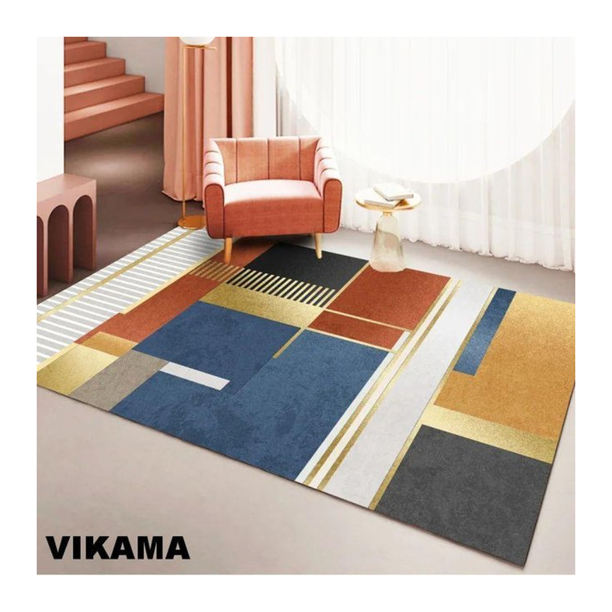 Kristall Samt Skandinavischer Wohnzimmerteppich Moderner Sofateppich für Schlafzimmer in einfachem Luxus-Design B/B: 50 x 80 cm - Bild 1
