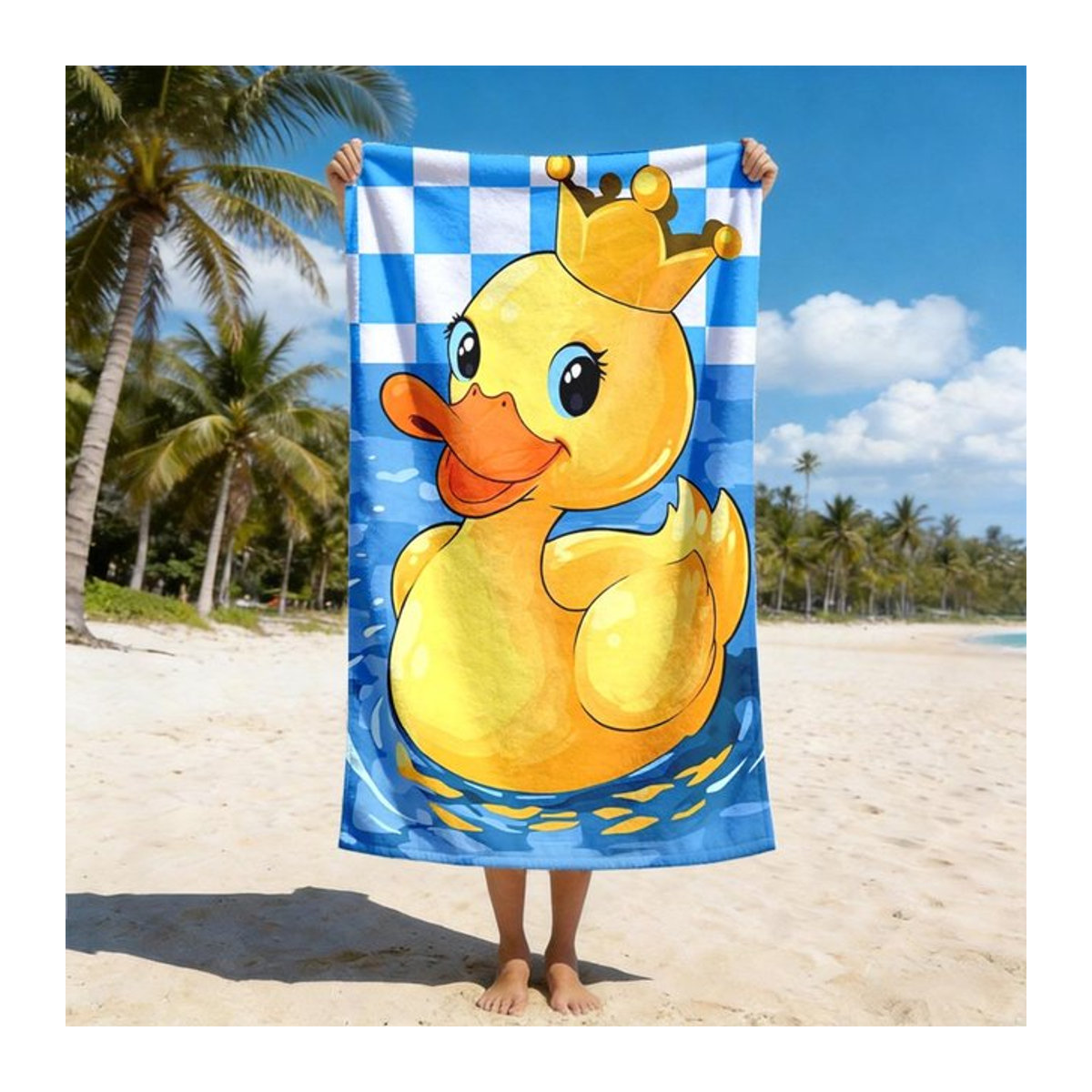 Kronen Küken Cartoon Strandtuch aus Mikrofaser, sandfest und schnelltrocknend, Multicolor, B x H: 50 x 100 cm - Bild 1