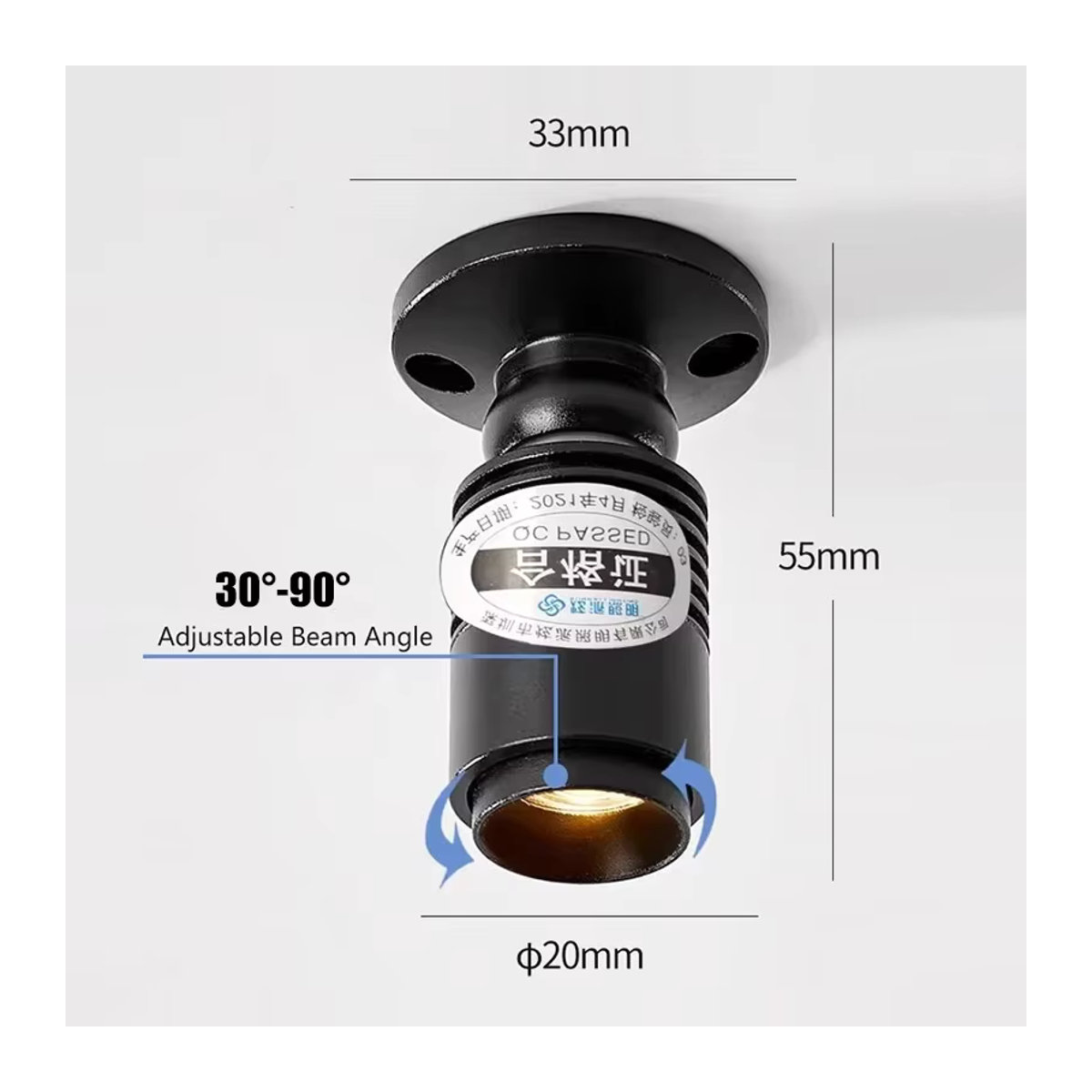 ksdligh LED Mini-Strahler Set 3er Pack in Schwarz, zoombar und dimmbar, 12 V oberflächenmontierte Spotlichter für Vitrine und Weinschrank - Bild 3