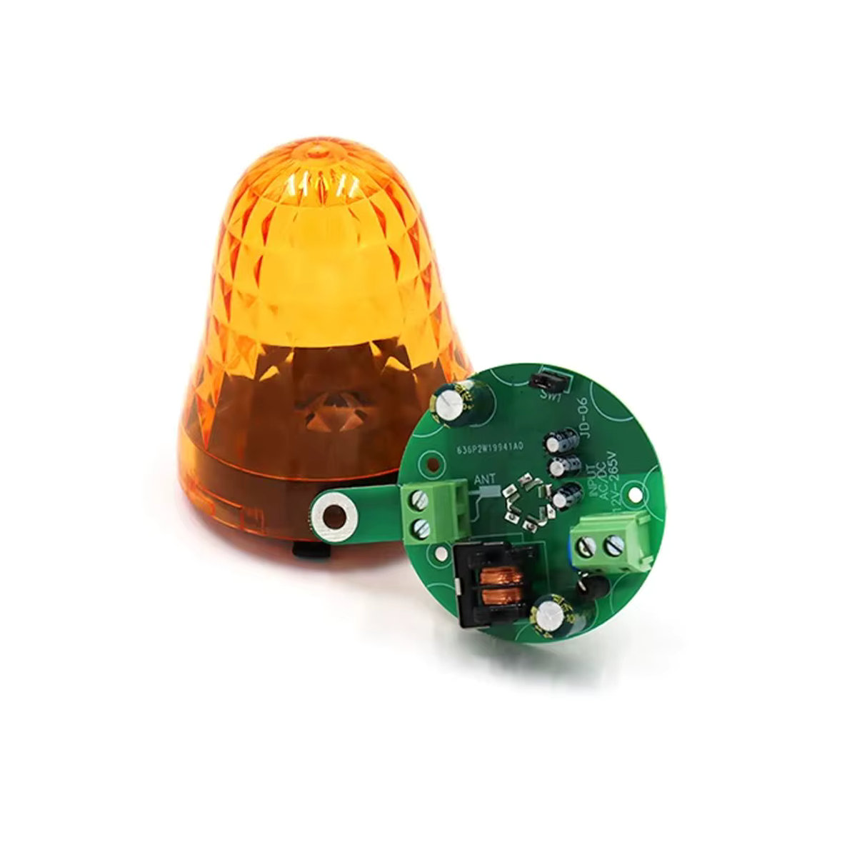 KUANGZIPENG LED Außen-Warnleuchte Orange mit Wandhalterung für 12V 24V 220V als Blitzlicht-Alarm ohne Ton - Bild 3