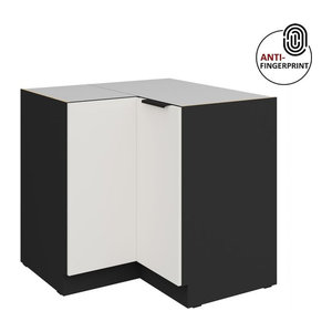 Küchen Eckschrank Arnia Unterschrank mit Drehtüren Weiß ultra matt Anti Fingerprint B/T/H: 90 x 90 x 90 cm