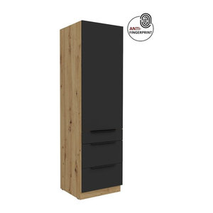 Küchen Hochschrank ARIA Vorratsschrank Modern Schwarz matt Anti Fingerprint Breite: 60 cm
