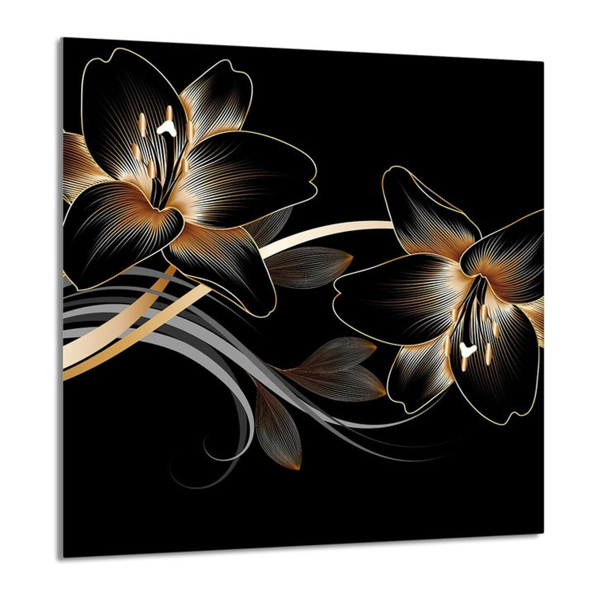 Küchenglaspanel aus gehärtetem Glas mit Orchideen-Motiv, Breite: 60 cm, Höhe: 65 cm - Bild 1