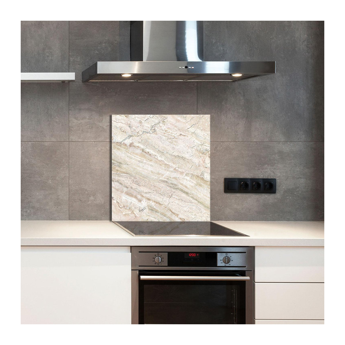 Küchenrückwand aus Glas in Marmor-Optik, B: 60 cm, H: 65 cm - Bild 3