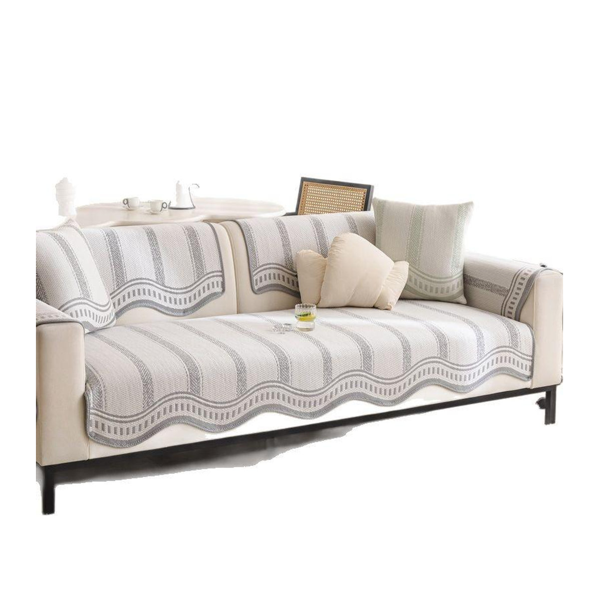 Kühlendes Sofakissen aus Eisseide als rutschfeste Sofamatte und kratzfester Sofabezug für Dreisitzer-Sofas, B/B: 70 x 70 cm - Bild 2