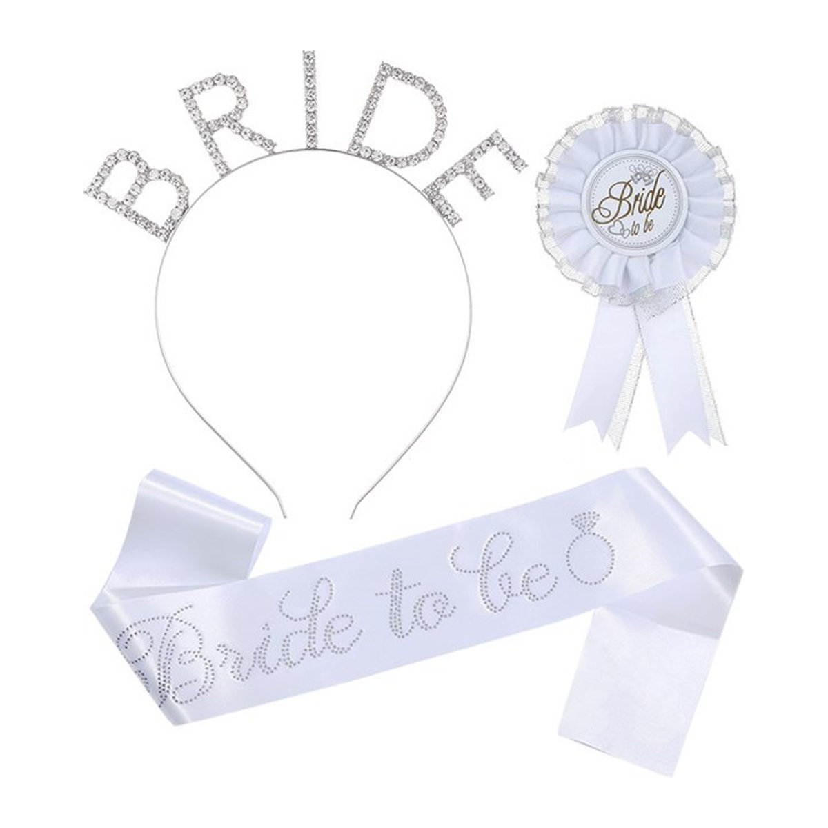 KUKUZHU Brautschleier Schärpe aus Satin in Weiß und Silber für Hochzeit und Junggesellenabschied - Bild 1
