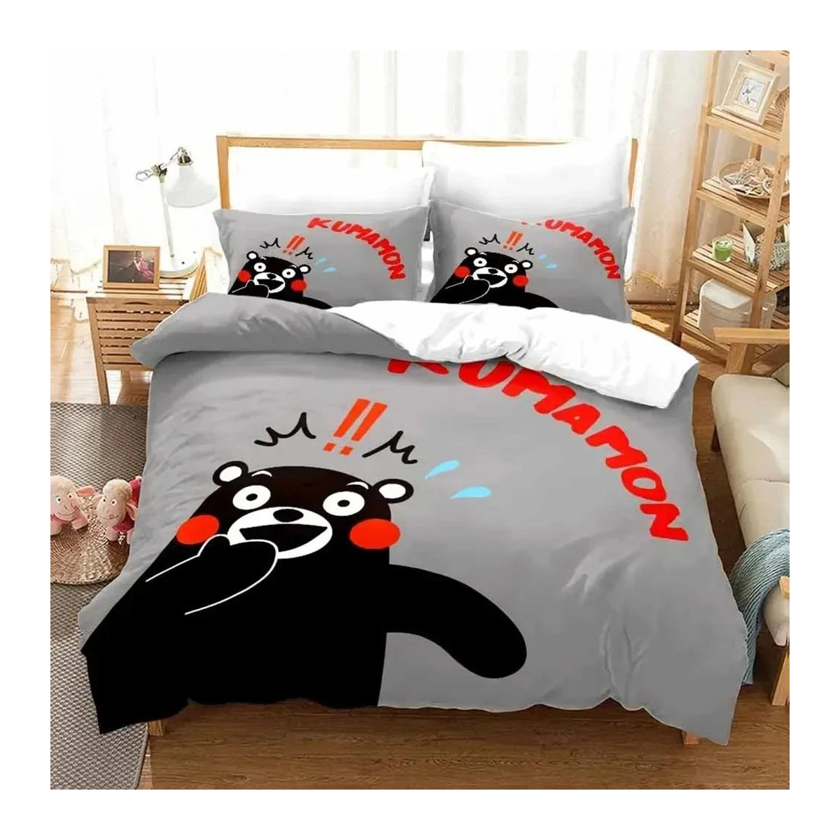 Kumamon Bettwäsche-Set mit Comics-Design, 3-teilig, B/H: 135 x 200 cm - Bild 1