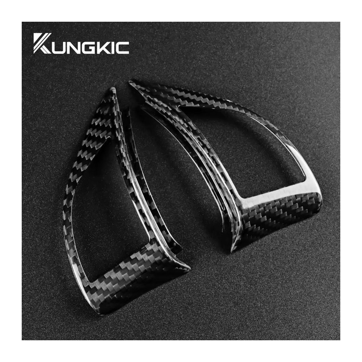 KUNGKIC Carbon Fiber Aufkleber für Fiat 500 Abarth 595 Lenkrad Taste Innen Trim in Schwarz - Bild 3