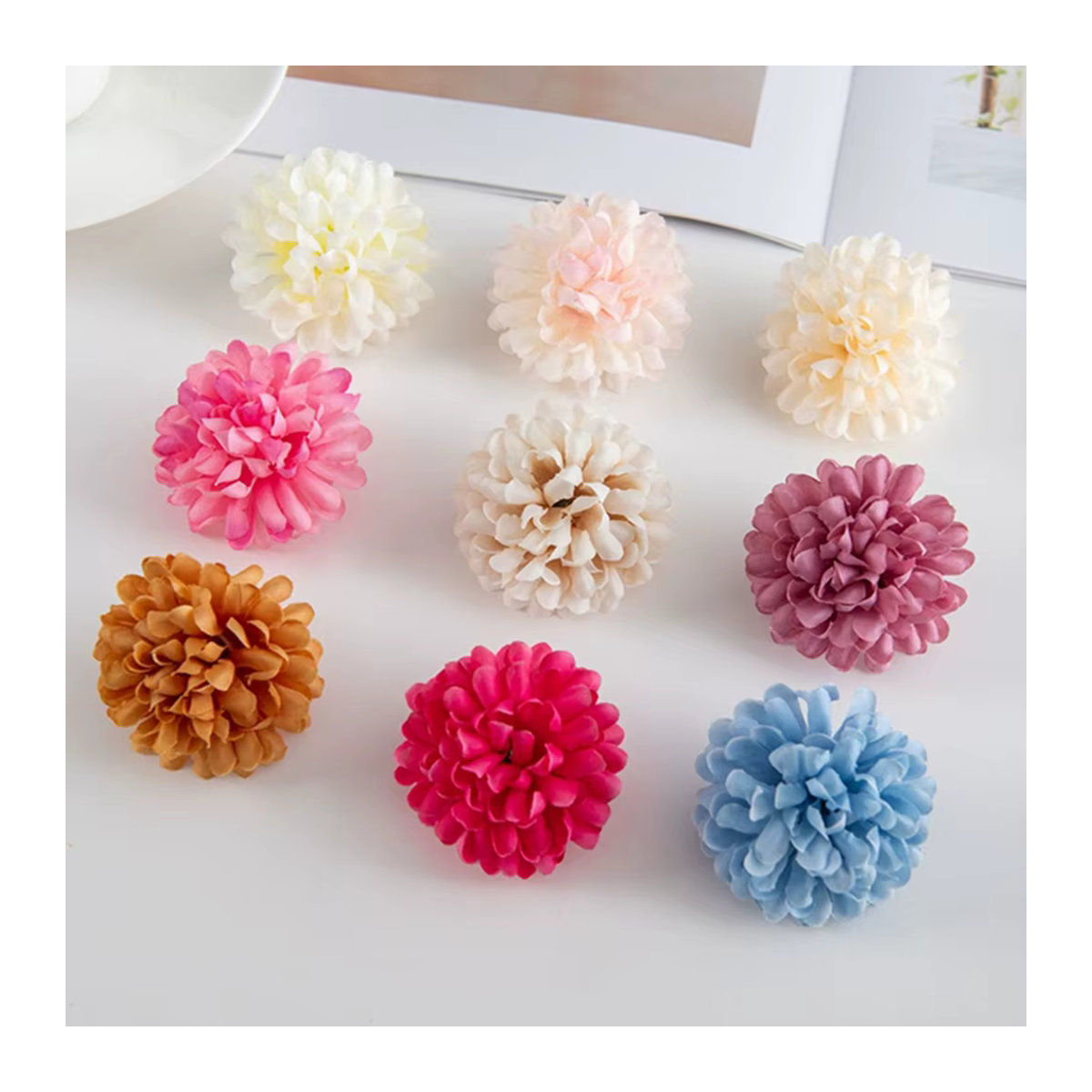 Künstliche Chrysanthemen Blumen in Ballform von smr, multicolor, 50 Stück für Hochzeit und DIY Dekoration - Bild 2