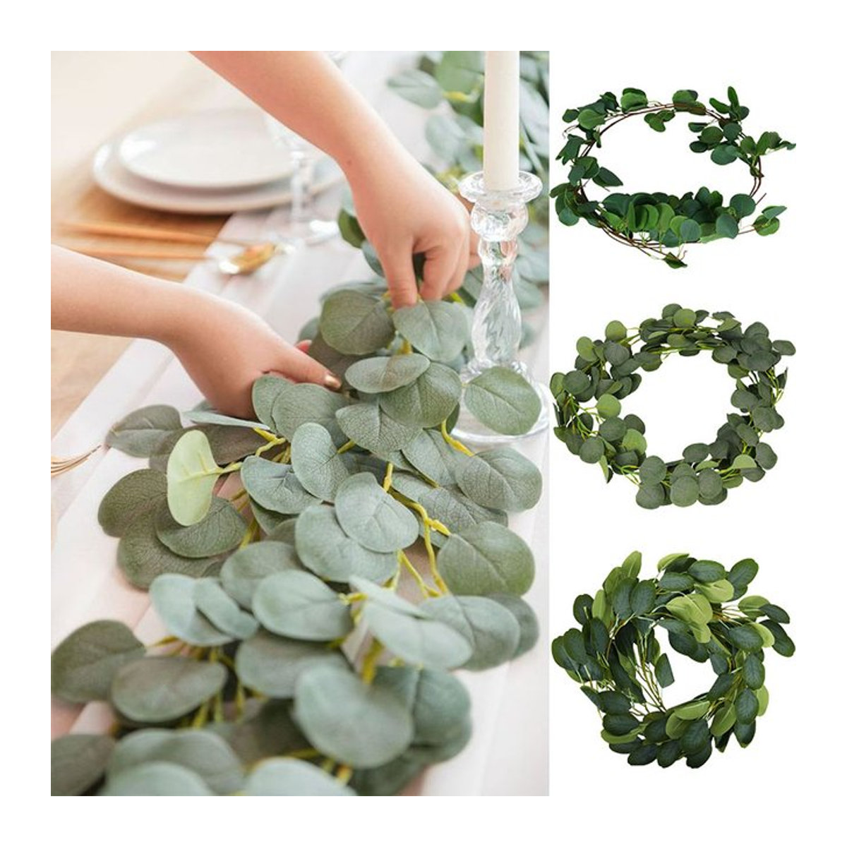 Künstliche Eukalyptus-Girlande von joy-enlife in Grün zur Dekoration für Hochzeit, Garten und Haus - Bild 1
