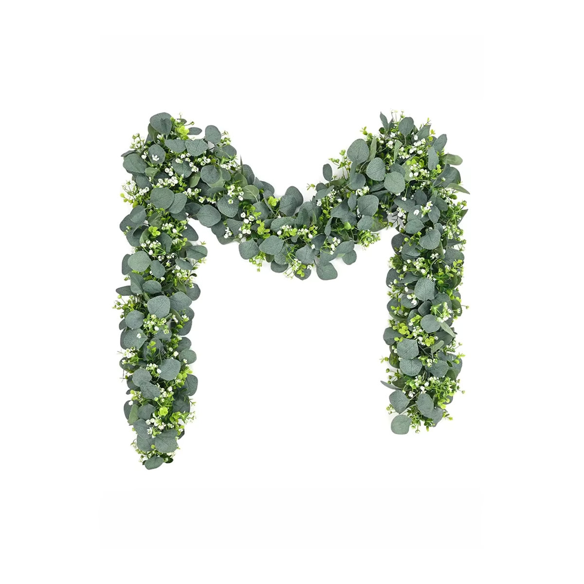 Künstliche Eukalyptus-Girlande von Kmitang mit weißen Blumen und Beeren in Grün und Weiß für Hochzeiten und Dekorationen - Bild 3