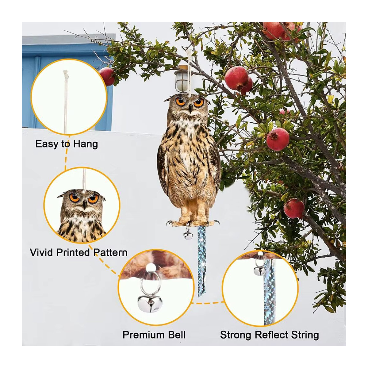 Künstliche Eule aus Acryl als Vogelscheuche zur Schädlingsbekämpfung für Garten und Hof - Bild 5