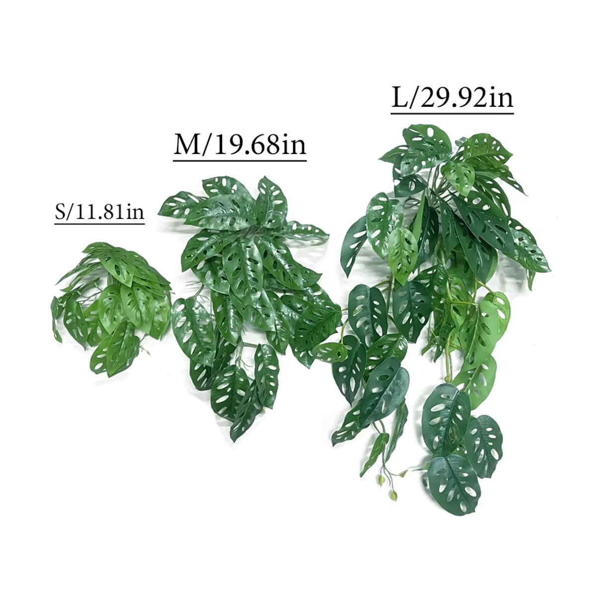 Künstliche hängende Reben von Kmitang in Grün mit Monstera-Blättern und Rattan-Elementen, Höhe: 76 cm - Bild 2