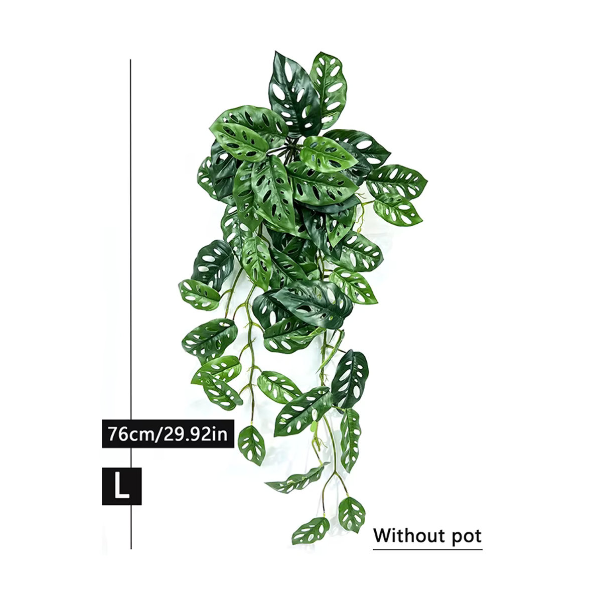 Künstliche hängende Reben von Kmitang in Grün mit Monstera-Blättern und Rattan-Elementen, Höhe: 76 cm - Bild 3