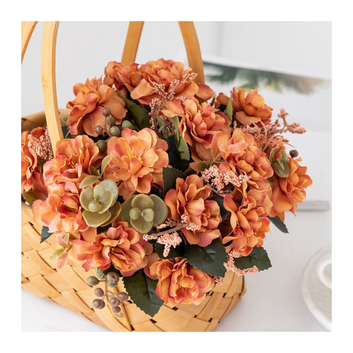 Künstliche Kirschblüten von smr in Rot und Orange, Textil-Dekofloristik für Hochzeiten und Wohnaccessoires, Höhe: 26 cm - Bild 1