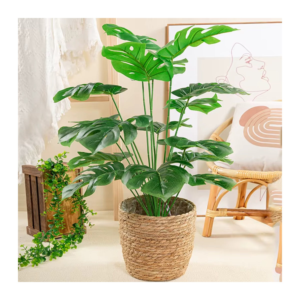 Künstliche Monstera-Pflanze von Kmitang in Grün, 70 cm Höhe - Bild 1